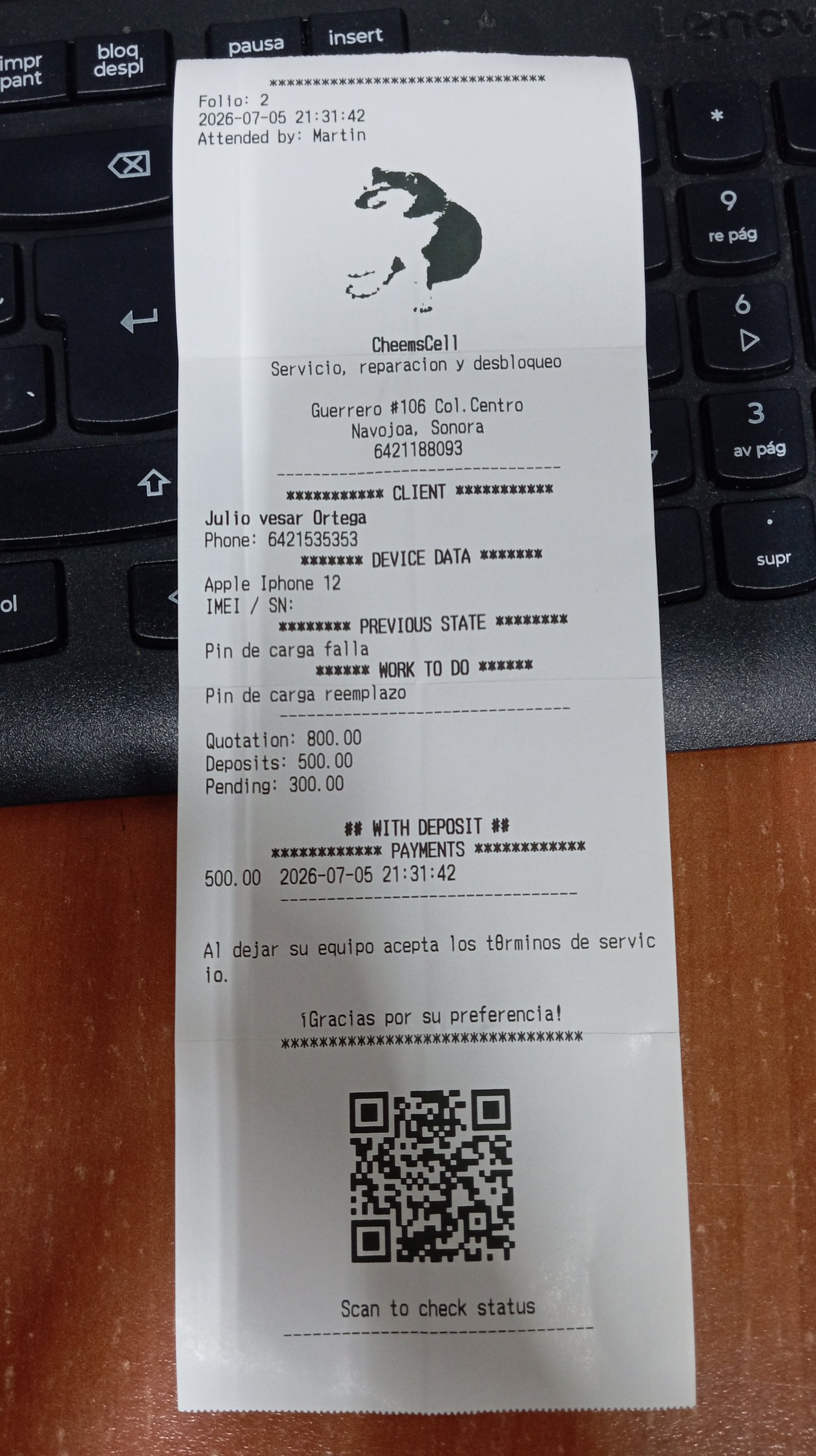 Impresión de Ticket